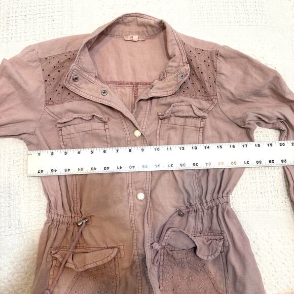 Maurices medium linen eyelet cinch waist utility jacket C2 3018 - Picture 5 of 11